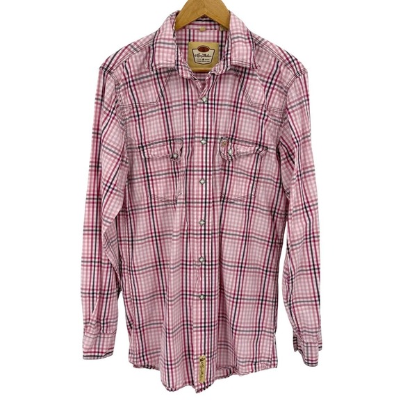 Larry Mahan Mens Size Medium Plaid Long Sleeve Shirt Pearl Snap Western Cowboy - Picture 2 of 8